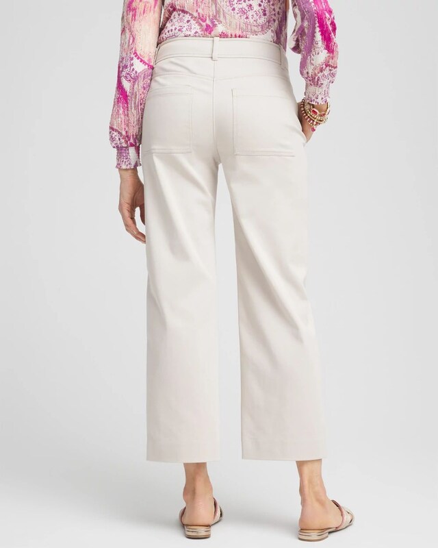 Stretch Sateen Straight Cropped Pants - image 3